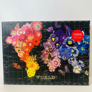 1000 Piece Puzzle Adults Full Blooms Map Of The World Bright Flowers Galison Euc