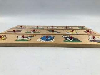 Vintage SIMPLEX TOYS Wooden Objects Peg Puzzle Tray Made In Belgium 2