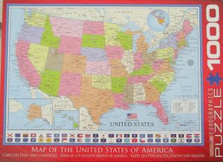 Eurographics - Map Of The United States With State Flags - 1000pc Puzzle - Euc