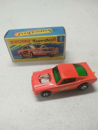Matchbox Lesney Superfast 8 Mustang Wild Cat Dragster Sailboat Box
