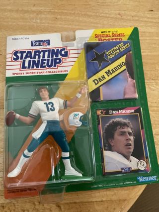 1992 Dan Marino Miami Dolphins Nfl Football 13 Starting Lineup With Poster Card