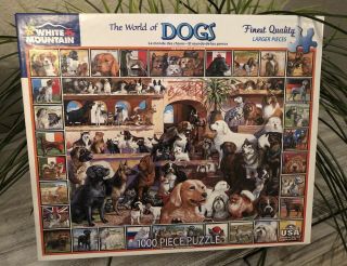 Dog Puzzle - World Of Dogs - 1000 Pc Puzzle - Pre - Owned.  White Mountain Made In Usa