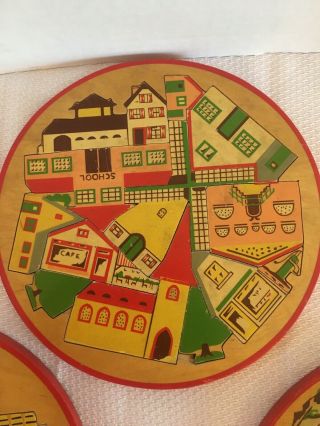 Vintage SIMPLEX 4 Wooden Round Puzzles Made in Holland 2