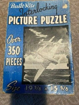 " Curtiss P40 War Hawk " Built - Rite Interlocking Picture Puzzle 1940 