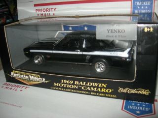 1:18 Ertl 1969 Yenko Camaro 427 Tuxedo Black White Stripes Drag Custom 1 Of 1