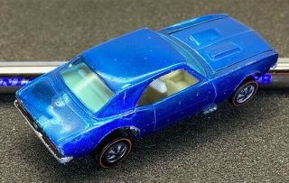 ☆Hot Wheels Redline H.  K.  Custom Camaro in BLUE w/NO BLACK ROOF & White Int HTF ☆ 3