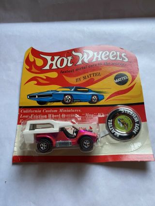 Vintage 1970 Mattel Hot Wheels Redline Hot Pink Power Pad Moc Bp Unpunched