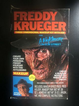 Vtg 1987 Freddy Krueger 3d Make Up Kit W Hat A Nightmare On Elm Street Complete