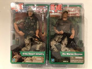 Gi Joe 26th Marine Division 12 " & Army Desert Infantry 12” Figure Hasbro 2002