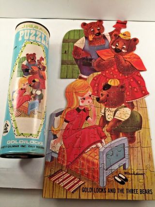 Vintage Hg Toys Goldilocks And The Tree Bears Interlocking Puzzle No 412