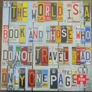 Re - Marks - License Plates - 750pc Puzzle - The World Is A Book - Euc