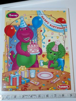 Vtg Toys 2000 Playskool Wood Puzzles Barney Friends Baby Bob Happy Birthday