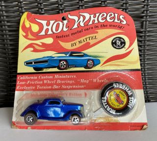 Vintage Hot Wheels Redline 36 Ford Coupe Deep Blue Moc Blister Pack Toy Car
