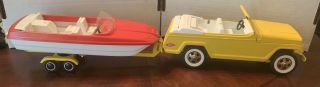 Vintage Tonka Jeepster Runabout 2460 Truck Boat Box Pressed Steel Toy