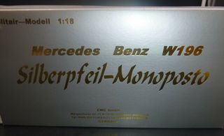 CMC 1954 Mercedes - Benz W - 196 Silberpfeil - Monopoo GRAND PRIX 1/18 M - 006 DIECAST 2
