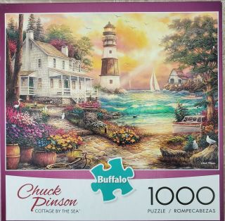 Buffalo Chuck Pinson Puzzle Cottage By The Sea Euc 1000 Pc