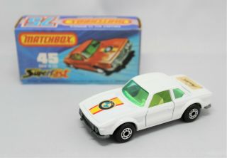 " Matchbox Superfast No45 Bmw 3.  0 Csl In Rare " White " Body With Signature Rear