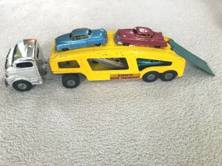 Vintage Structo Auto Transport Car Carrier Truck Complete W/ 4 Cadillacs & Ramp