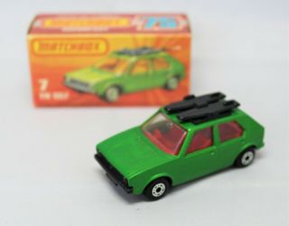 Matchbox Superfast No7 Volkswagen Golf With " Rare Red Interior,  Clear Glass "