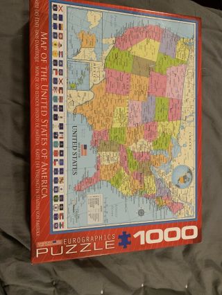 Pre - Owned Eurographics Map Of The United States 1000 Piece Jigsaw Puzzle