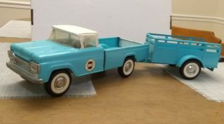 Nylint Ford Ranch Farm Stake Truck Flatbed W/ Trailer F - Series 4500 Blue 1960 