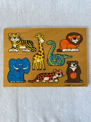 Simplex Wooden Puzzle Peg Zoo Animals 7 Piece