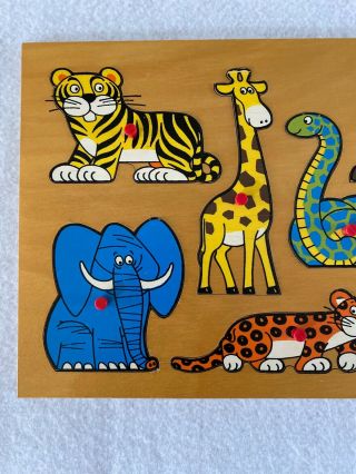 Simplex Wooden Puzzle Peg Zoo Animals 7 piece 3