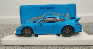 Minichamps 2013 Porsche 911 Gt3 Riviera Blue 1/18 Limited Edition Of 299 Rare