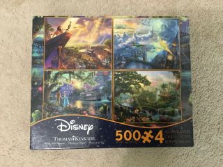 Disney Thomas Kinkade 500 Pc Puzzle Complete 4 Puzzles 18x14 " Each