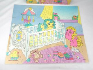 Vintage My Little Pony Baby Squirmy & Baby Tappy Puzzle 24 Piece 1988 12.  5 x 15 2