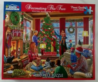 White Mountain Decorating The Tree Christmas 1527 Jigsaw Puzzle 1000 Pc 24x30 "