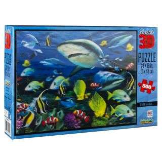 Milton Bradley Shark Waters Prime 3d 500 Piece Jigsaw Puzzle