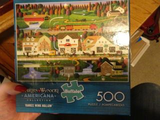 Charles Wysocki 500 Piece " Yankee Wink Hollow " - Buffalo Jigsaw Puzzle Euc