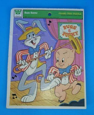 Vintage Frame Tray Puzzle Bugs Bunny Porky Pig 1977 Whitman 4512e Looney Tunes