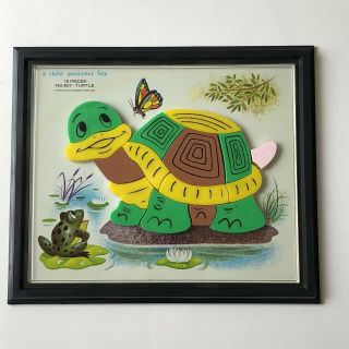Vintage 1962 Child Guidance Toy Frame Tray Puzzle Turtle 907 Plastic Magnetic