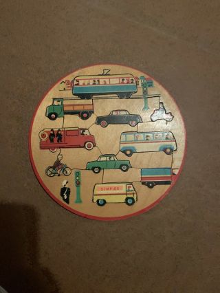 Vintage Simplex Circle Wooden Puzzle Transportation Theme Preschool Unique