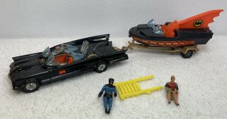 Corgi Toys 267 Batmobile W Batboat Trailer Batman And Robin 6 Rockets