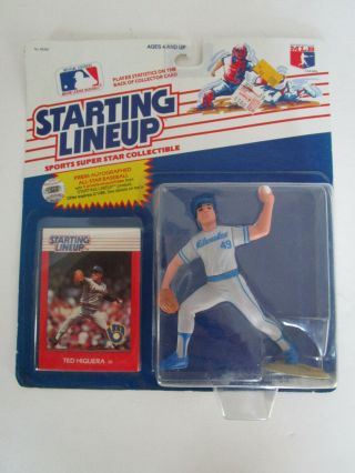 1988 Kenner Baseball Starting Lineup & Card Milwaukee Brewers Rookie Ted Higuera