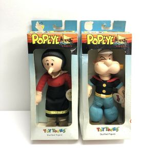 Popeye And Olive Oyl Toy Toons Stuffed Figures.  Vintage.  1990 (j)