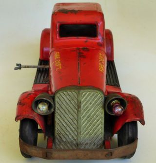 1930 ' S MARX SIREN FIRE CHIEF 1ST BATTERY LIGHTED WIND UP PRESSED STEEL TOY CAR 3