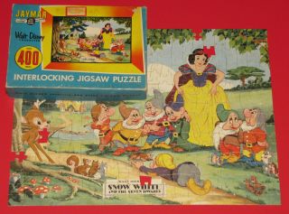 Vtg Jaymar Jigsaw Puzzle Walt Disney Snow White And The Seven Dwarfs Woodland - 6
