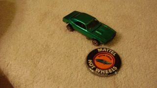 Old Hotwheels Redline Custom Camaro Car W/ Badge Green 1967 / Very Good - Xlnt