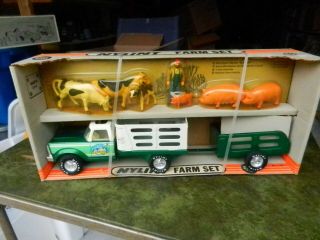 Vintage Nylint Farm Set.  1180 Ford F350 Trailer And Figures.  Usa