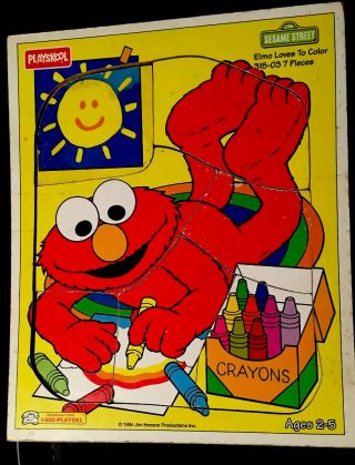 Vintage 1994 Sesame Street Elmo Playskool Frame - Tray Puzzle