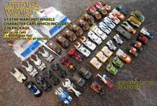 49 Star Wars Character Cars Out Of Package And 2 In Package.