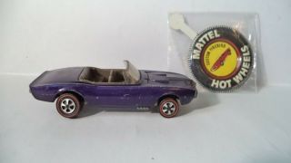 Vintage Hot Wheels Redlines Usa 1968 Custom Firebird [purple] W/button