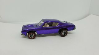 Vintage Redline Hot Wheels Purple Custom Barracuda With Light Interior