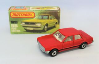 " Matchbox Superfast No55 Ford Cortina " Red With Black Stripe & Unpainted Base