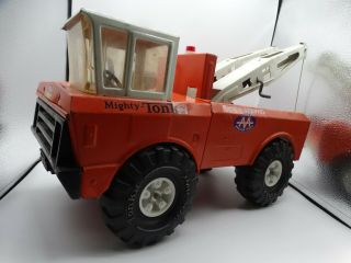 Vintage 1970s Mighty Tonka Orange Pressed Steel 24 - Hr.  Service Wrecker Tow Truck