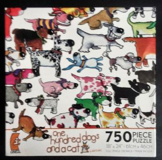 Ceaco Puzzle One Hundred Dogs And A Cat By Kevin Whitlark 750 Piece Puzzle